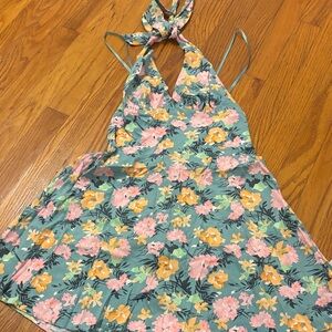Wild Fable Floral Halter Mini Dress - Green, Pink, Yellow